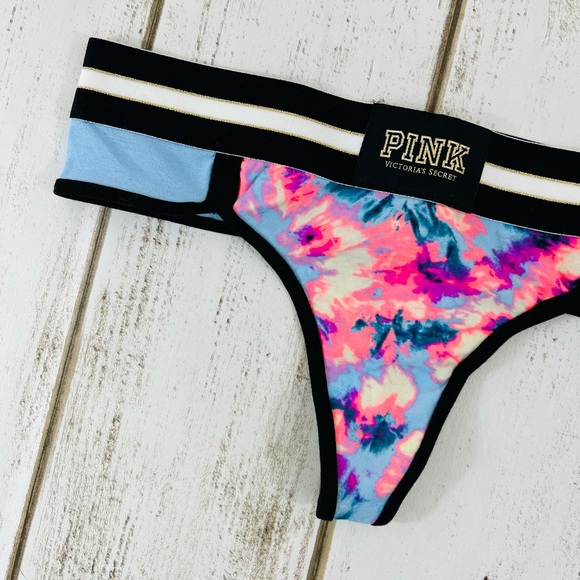 VS PINK Cotton Extra Low Rise Thong Small Tie Dye Vintage Retired Style - Picture 3 of 6